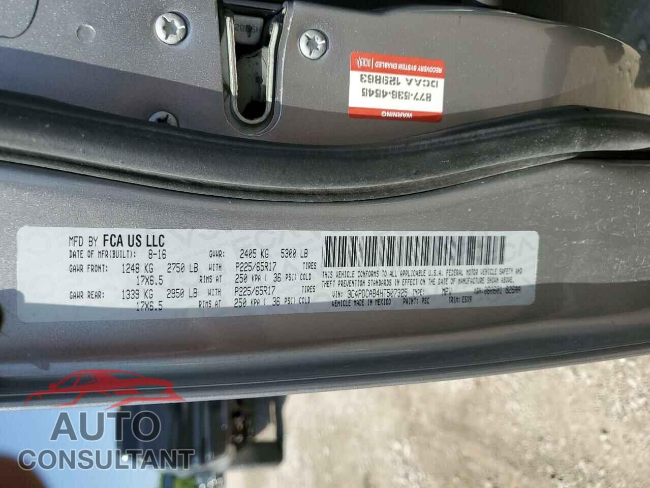 DODGE JOURNEY 2017 - 3C4PDCAB4HT507325