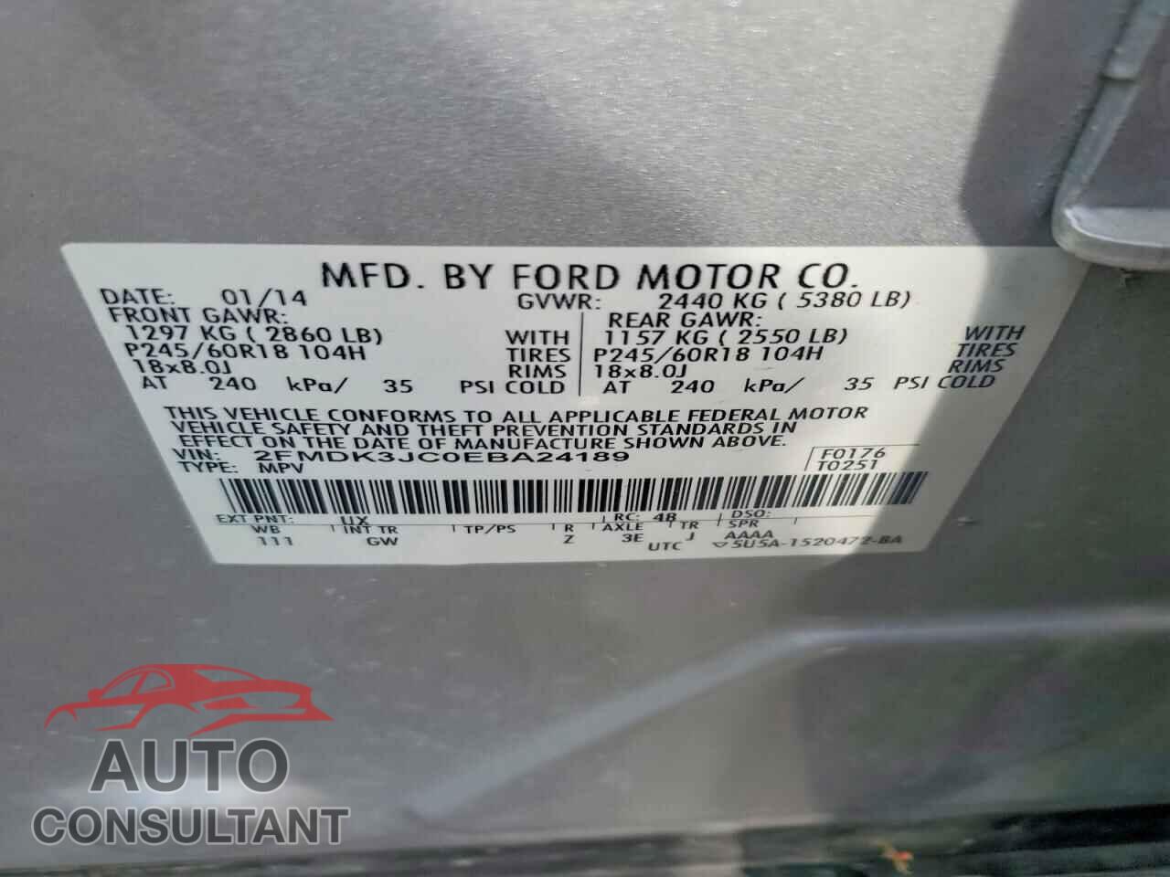 FORD EDGE 2014 - 2FMDK3JC0EBA24189