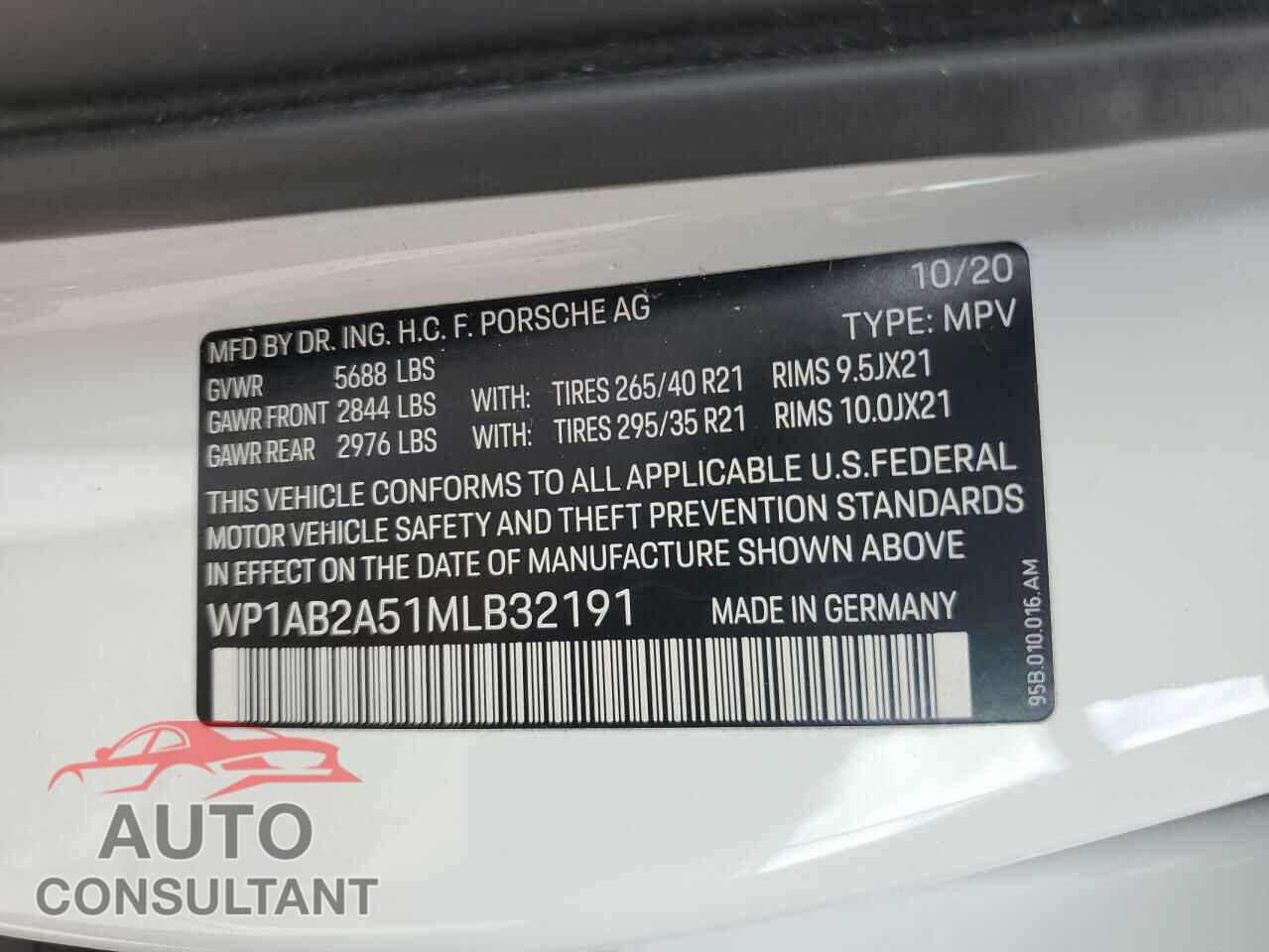 PORSCHE MACAN 2021 - WP1AB2A51MLB32191