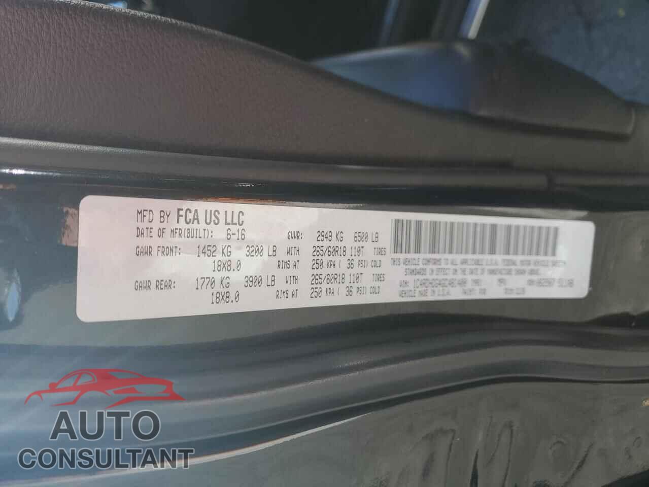 DODGE DURANGO 2016 - 1C4RDHDG4GC481400