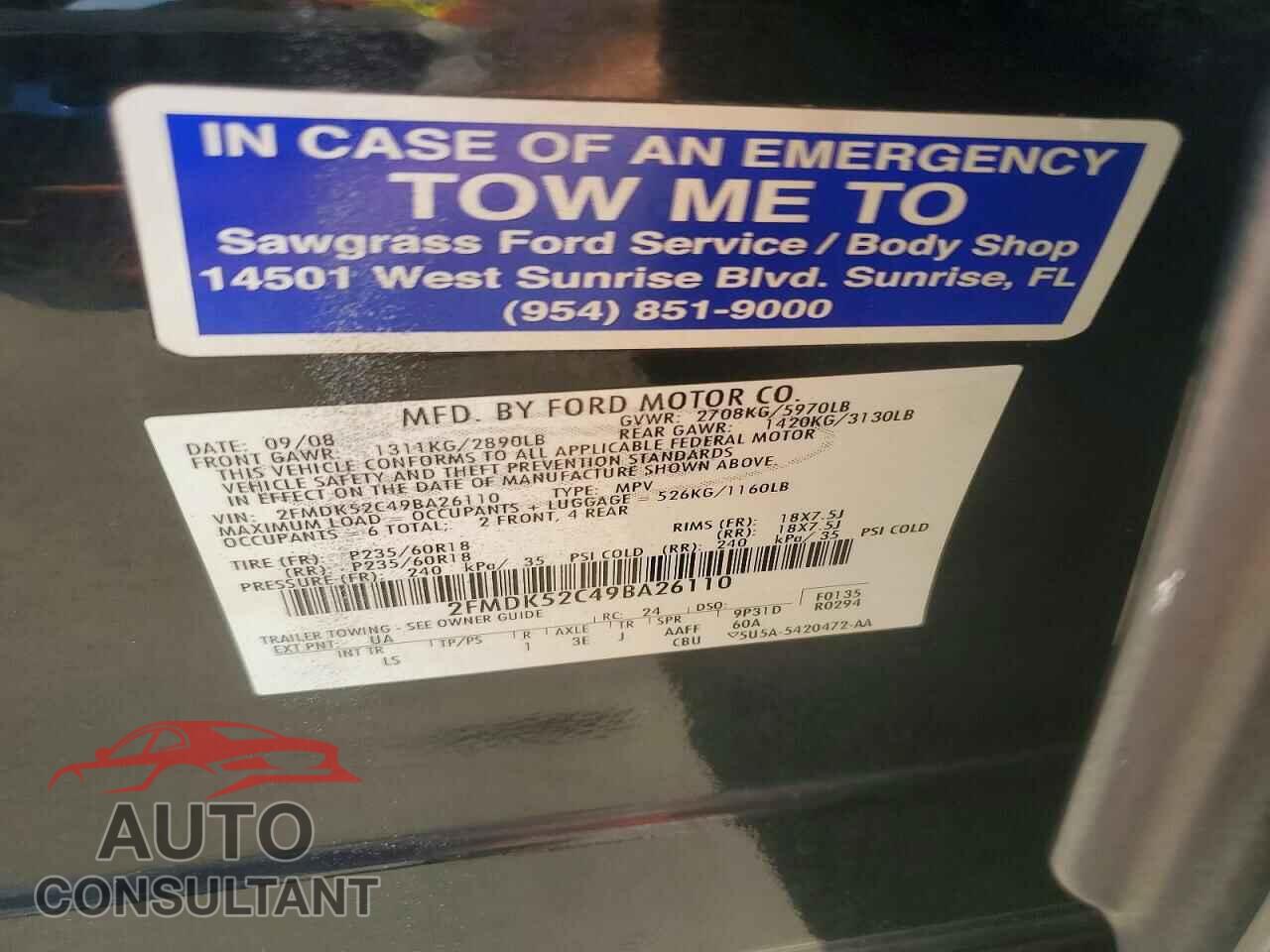 FORD FLEX 2009 - 2FMDK52C49BA26110