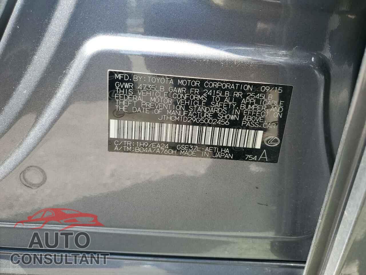 LEXUS IS 2016 - JTHCM1D29G5002456