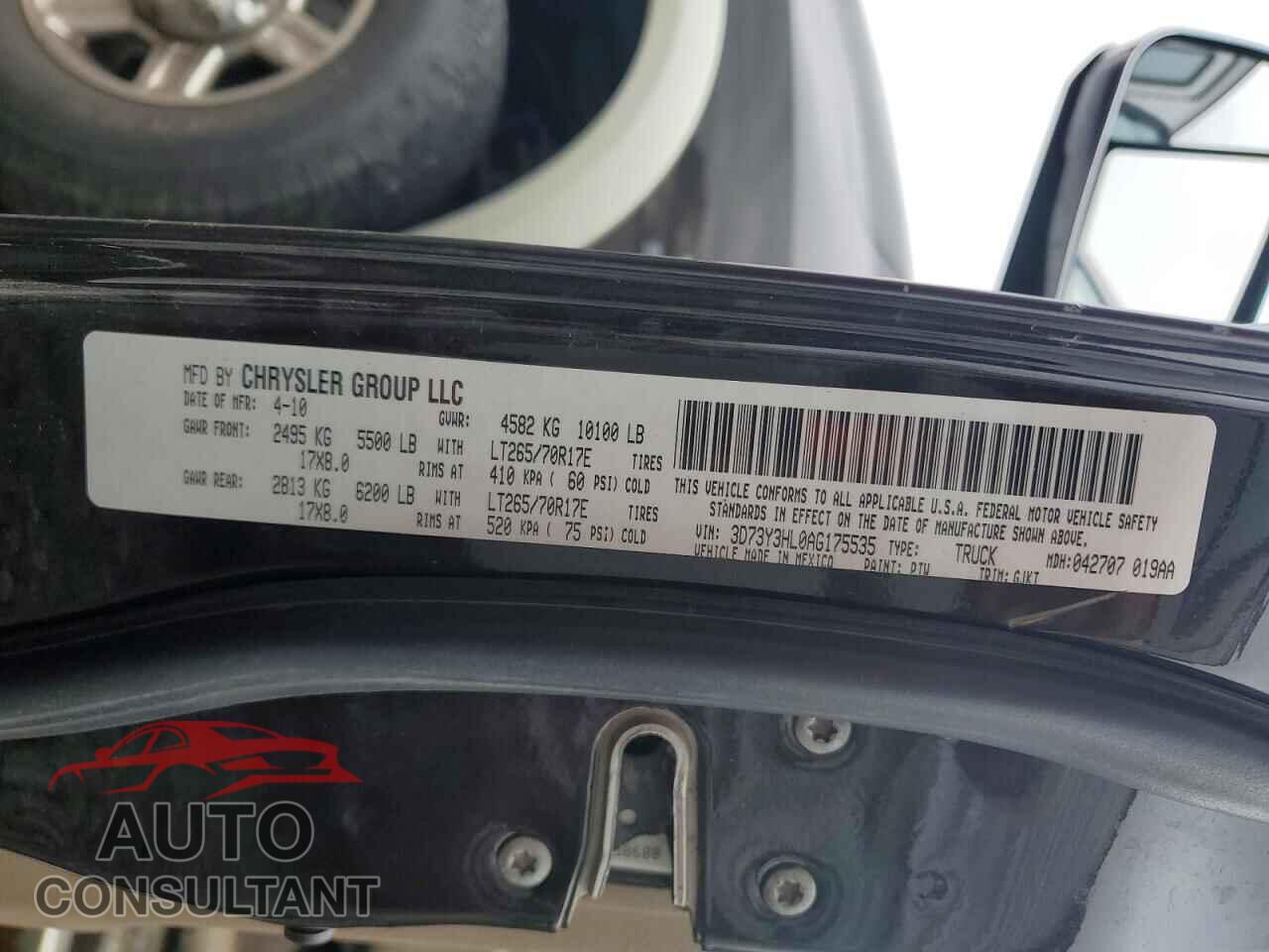 DODGE RAM 3500 2010 - 3D73Y3HL0AG175535