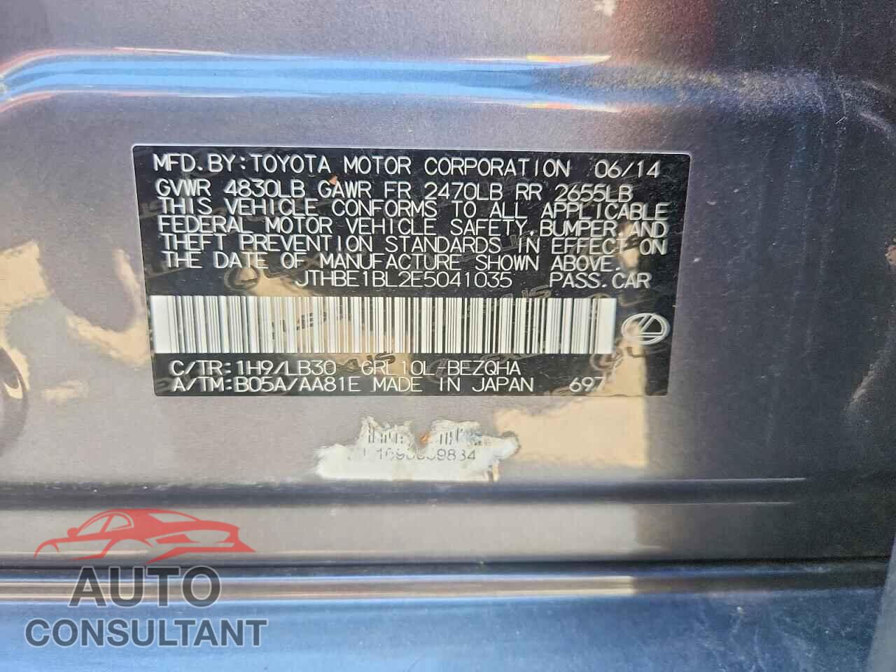 LEXUS GS350 2014 - JTHBE1BL2E5041035