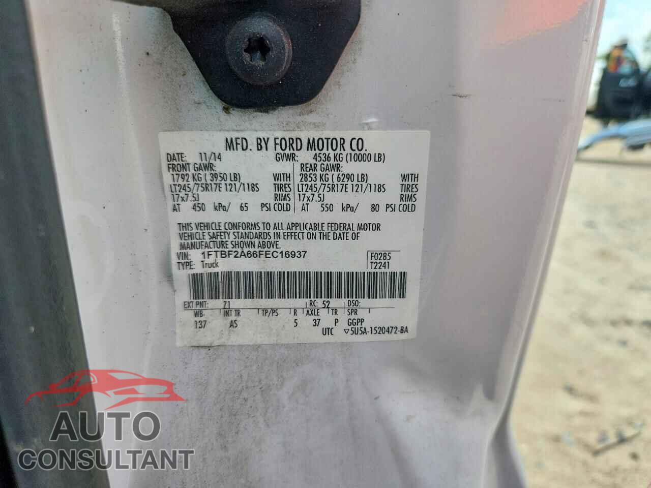 FORD F250 2015 - 1FTBF2A66FEC16937