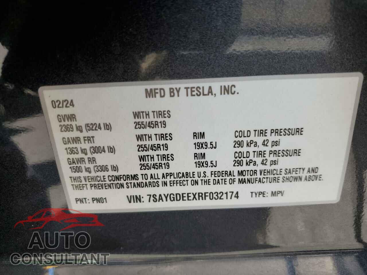 TESLA MODEL Y 2024 - 7SAYGDEEXRF032174