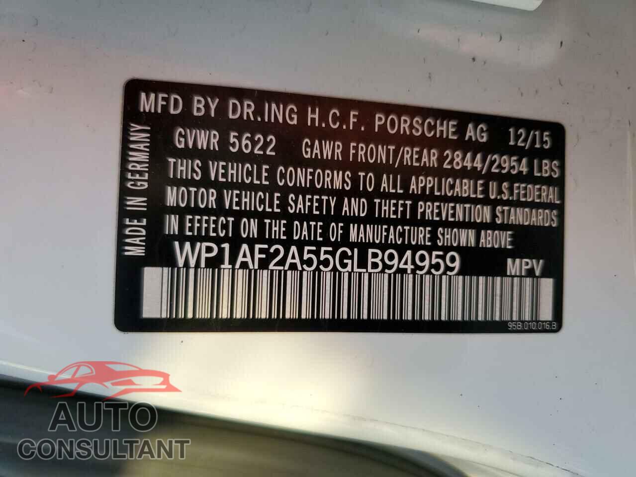 PORSCHE MACAN 2016 - WP1AF2A55GLB94959