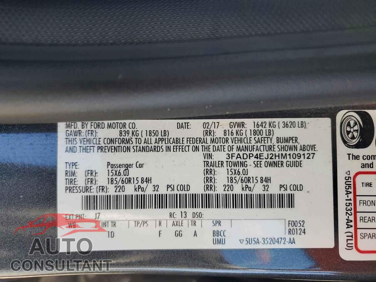 FORD FIESTA 2017 - 3FADP4EJ2HM109127