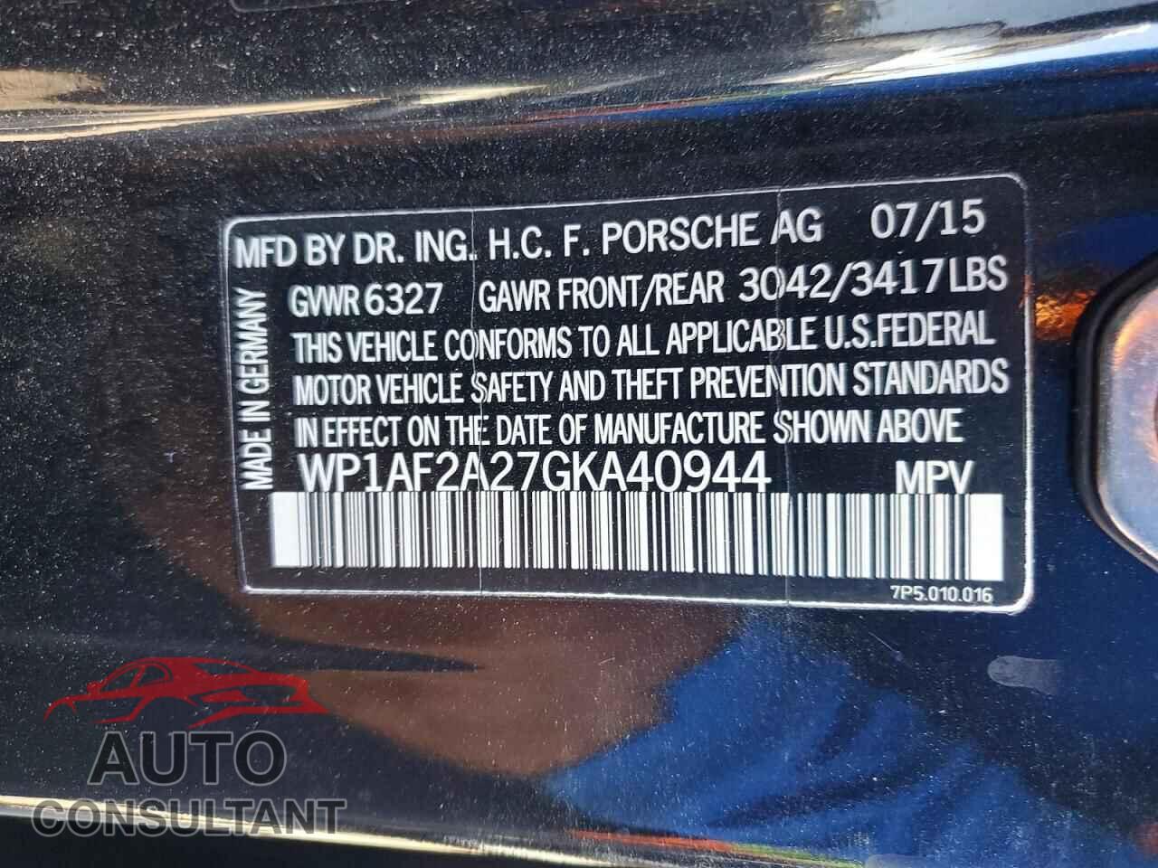 PORSCHE CAYENNE 2016 - WP1AF2A27GKA40944