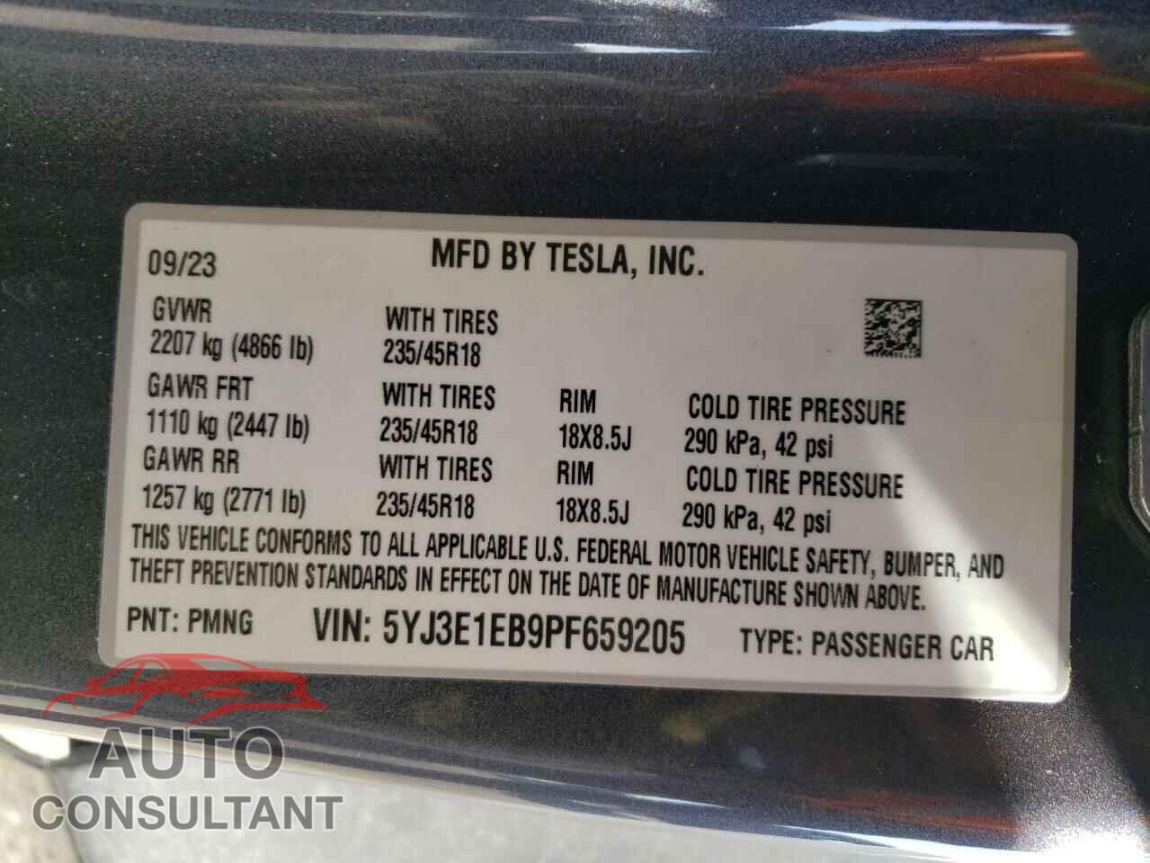 TESLA MODEL 3 2023 - 5YJ3E1EB9PF659205