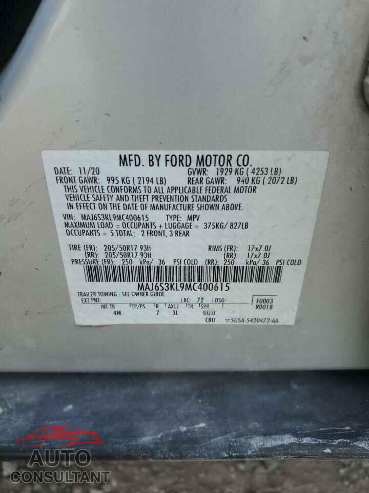 FORD ECOSPORT 2021 - MAJ6S3KL9MC400615