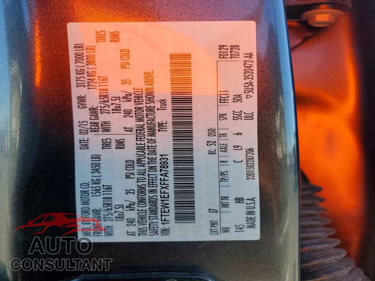 FORD F150 2015 - 1FTEW1EFXFFA78931