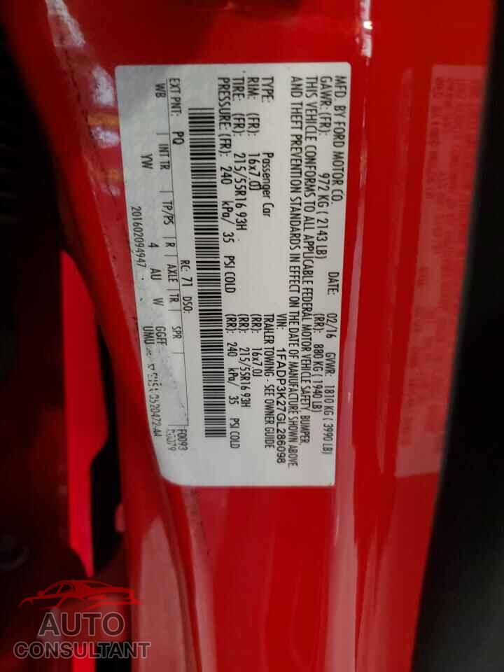 FORD FOCUS 2016 - 1FADP3K27GL286098