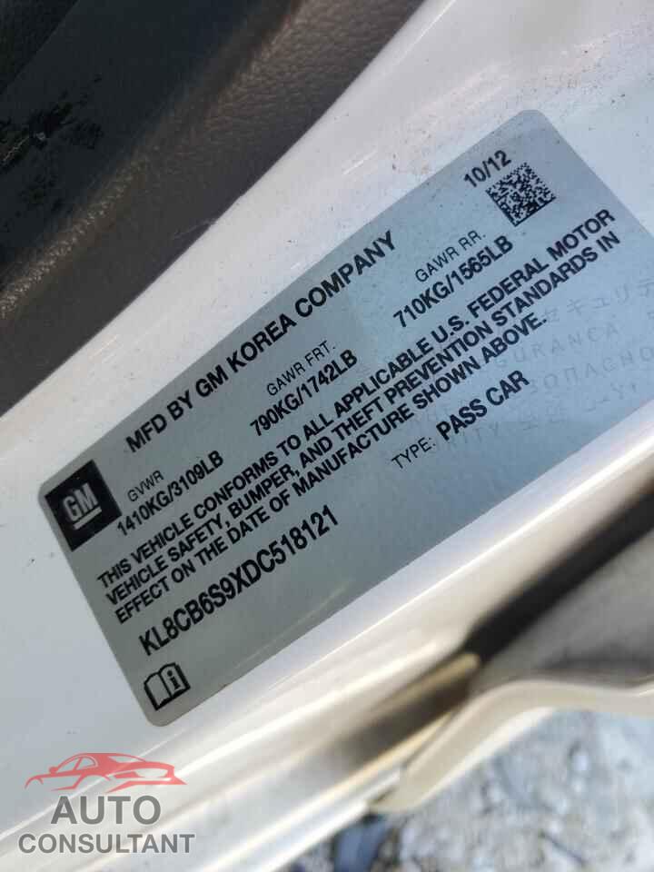 CHEVROLET SPARK 2013 - KL8CB6S9XDC518121