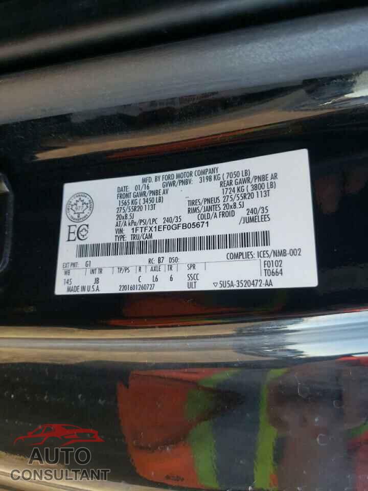 FORD F-150 2016 - 1FTFX1EF0GFB05671