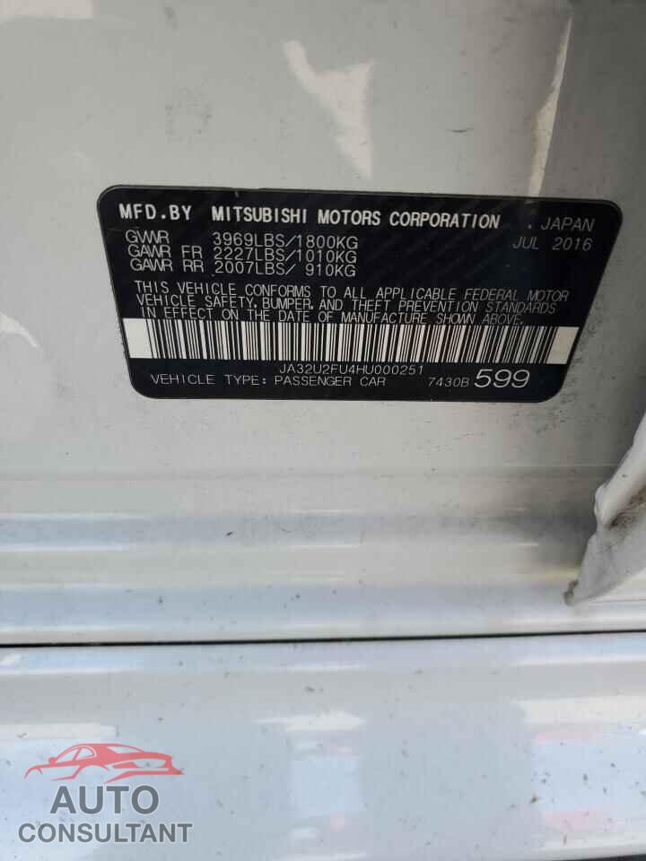 MITSUBISHI LANCER 2017 - JA32U2FU4HU000251