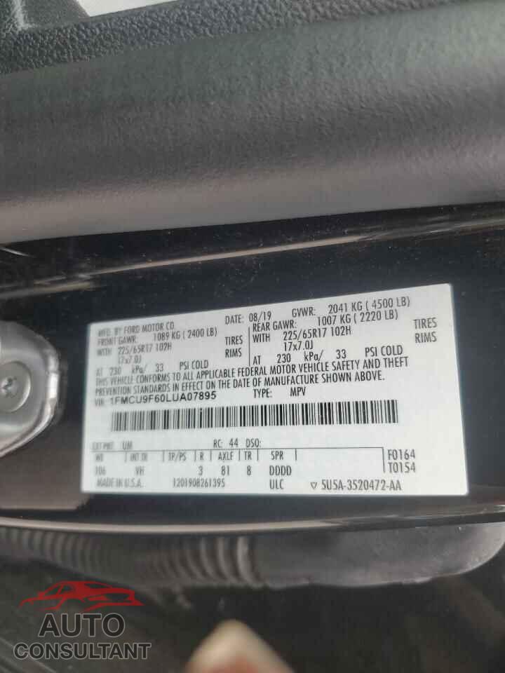 FORD ESCAPE 2020 - 1FMCU9F60LUA07895