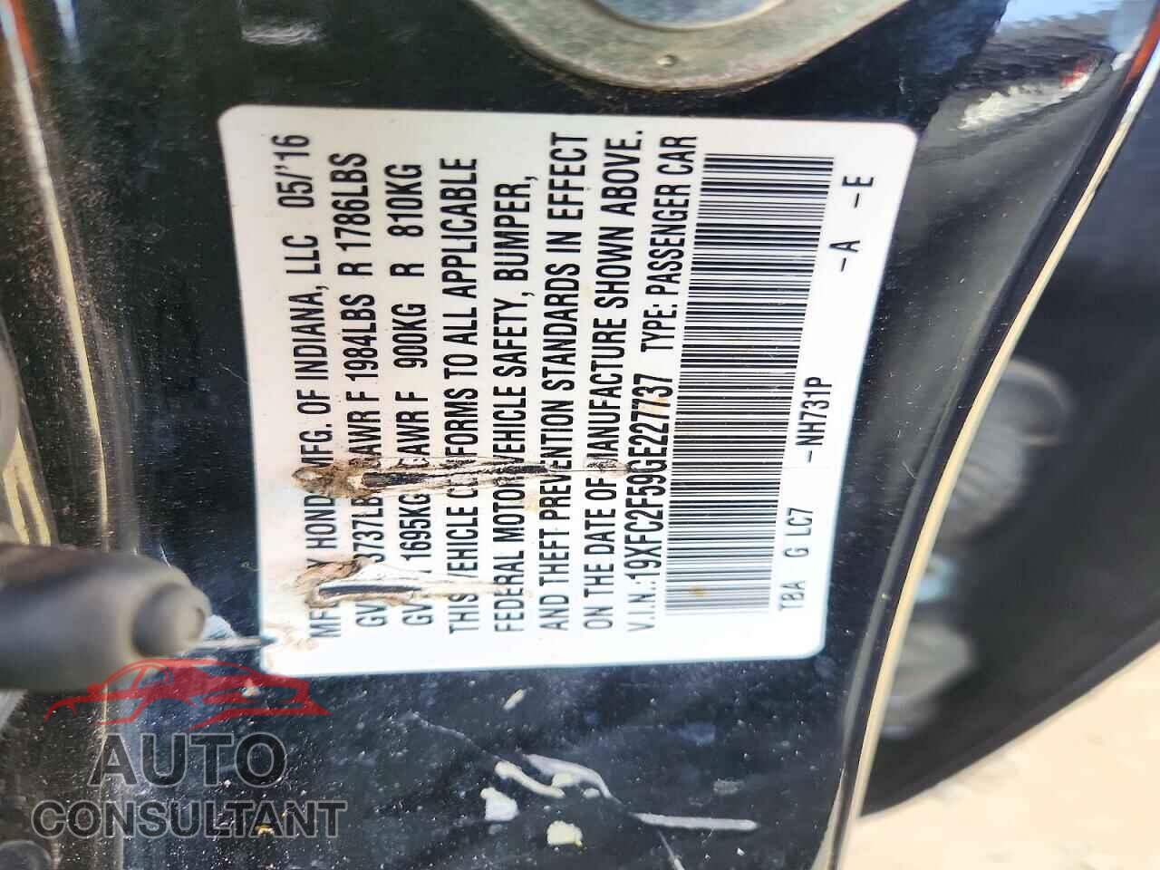HONDA CIVIC 2016 - 19XFC2F59GE227737