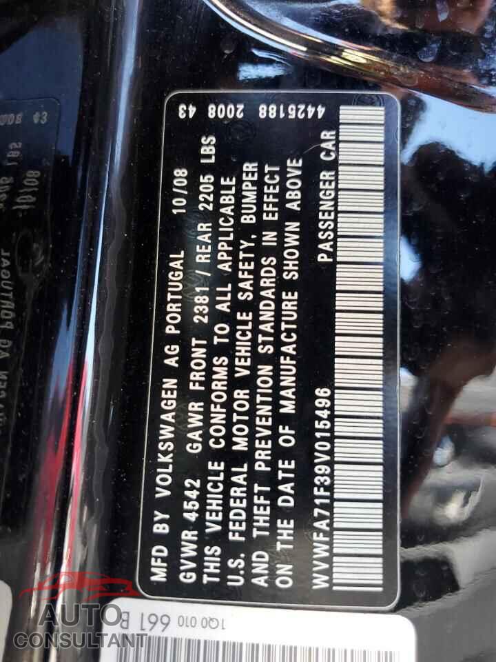 VOLKSWAGEN EOS 2009 - WVWFA71F39V015496