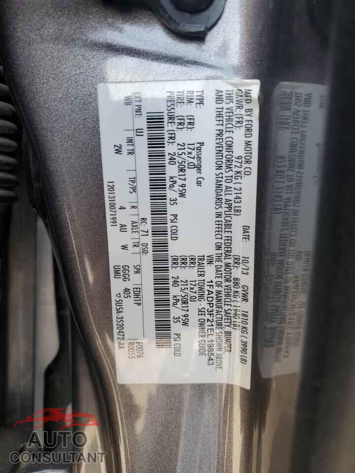 FORD FOCUS 2014 - 1FADP3F21EL198543
