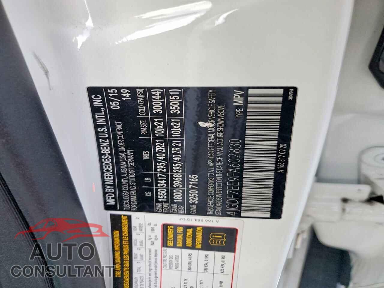MERCEDES-BENZ GL-CLASS 2015 - 4JGDF7EE9FA602830