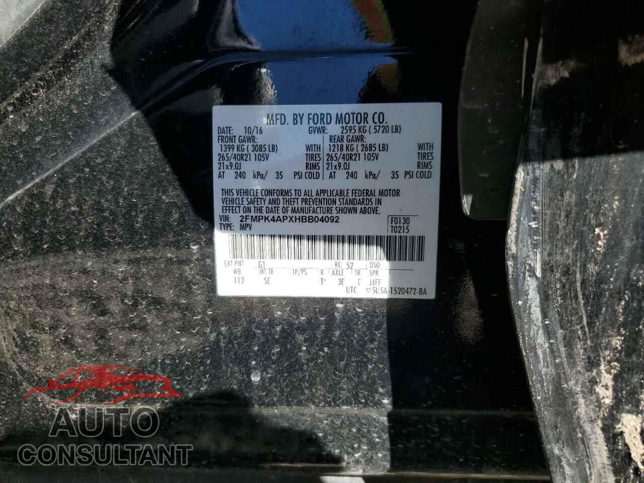 FORD EDGE 2017 - 2FMPK4APXHBB04092