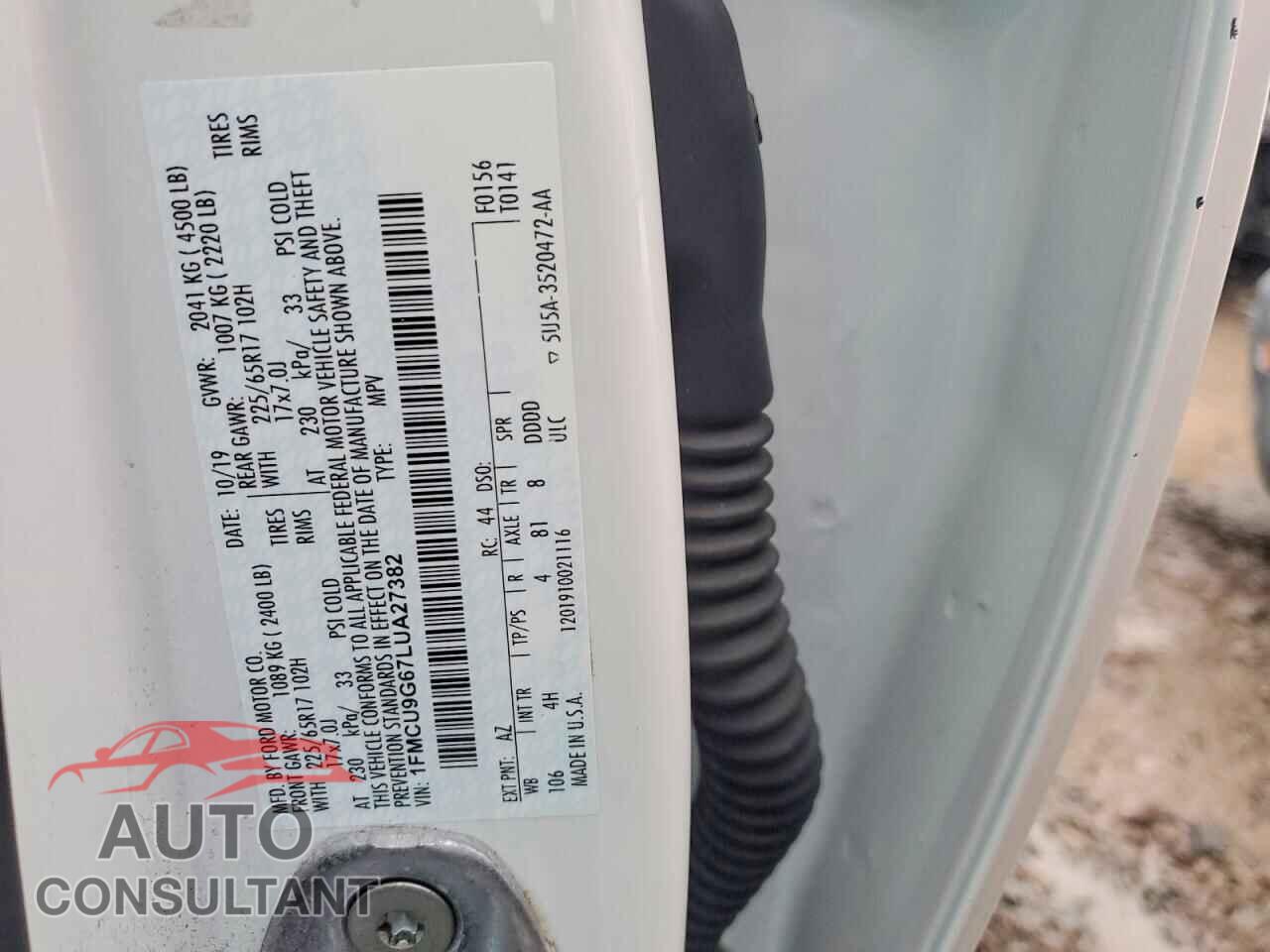 FORD ESCAPE 2020 - 1FMCU9G67LUA27382