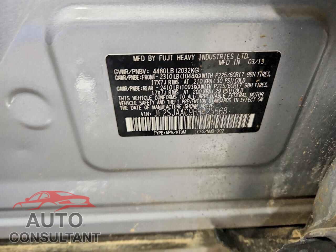 SUBARU FORESTER 2014 - JF2SJAAC9EH425568