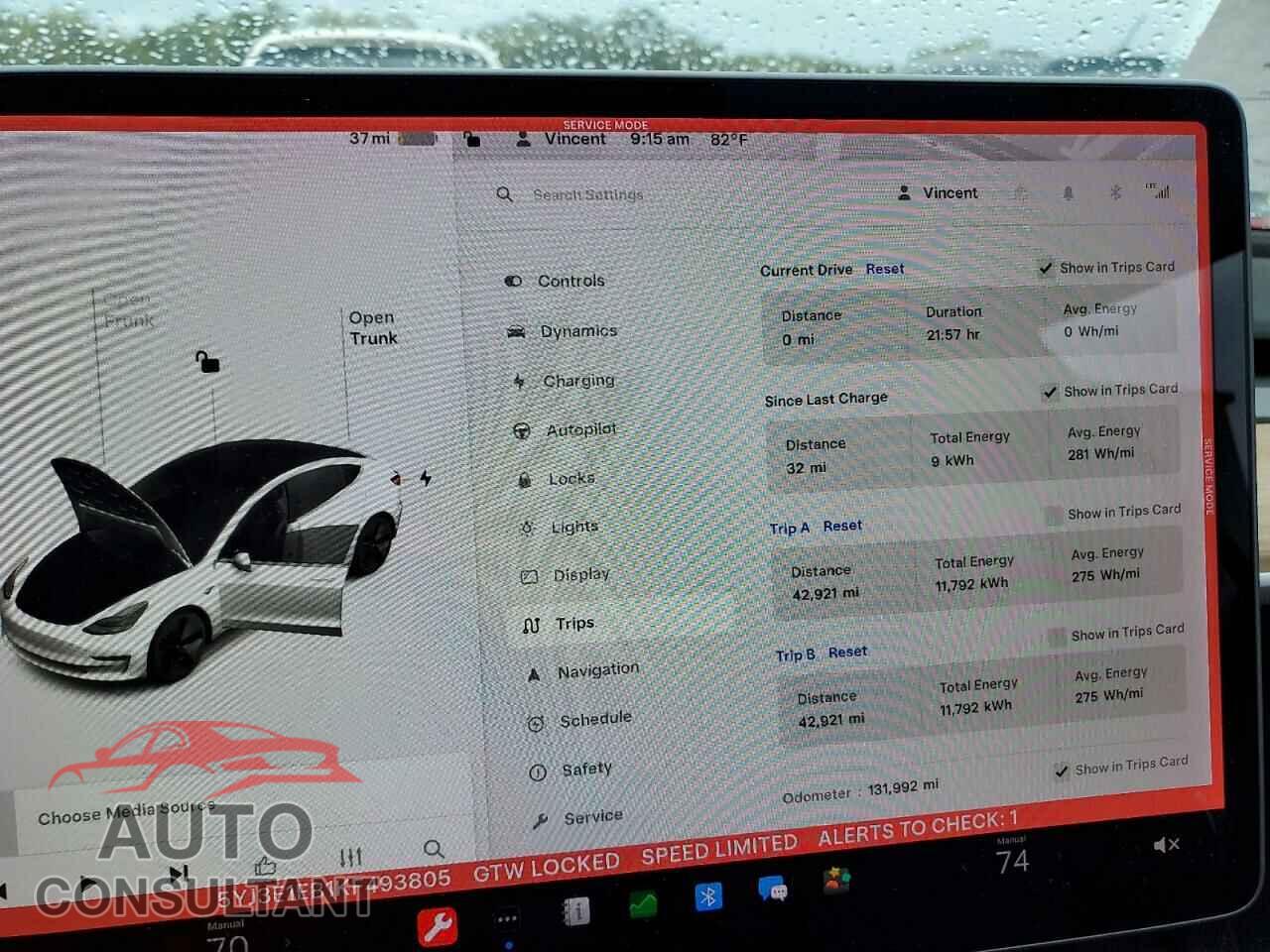 TESLA MODEL 3 2019 - 5YJ3E1EB1KF493805