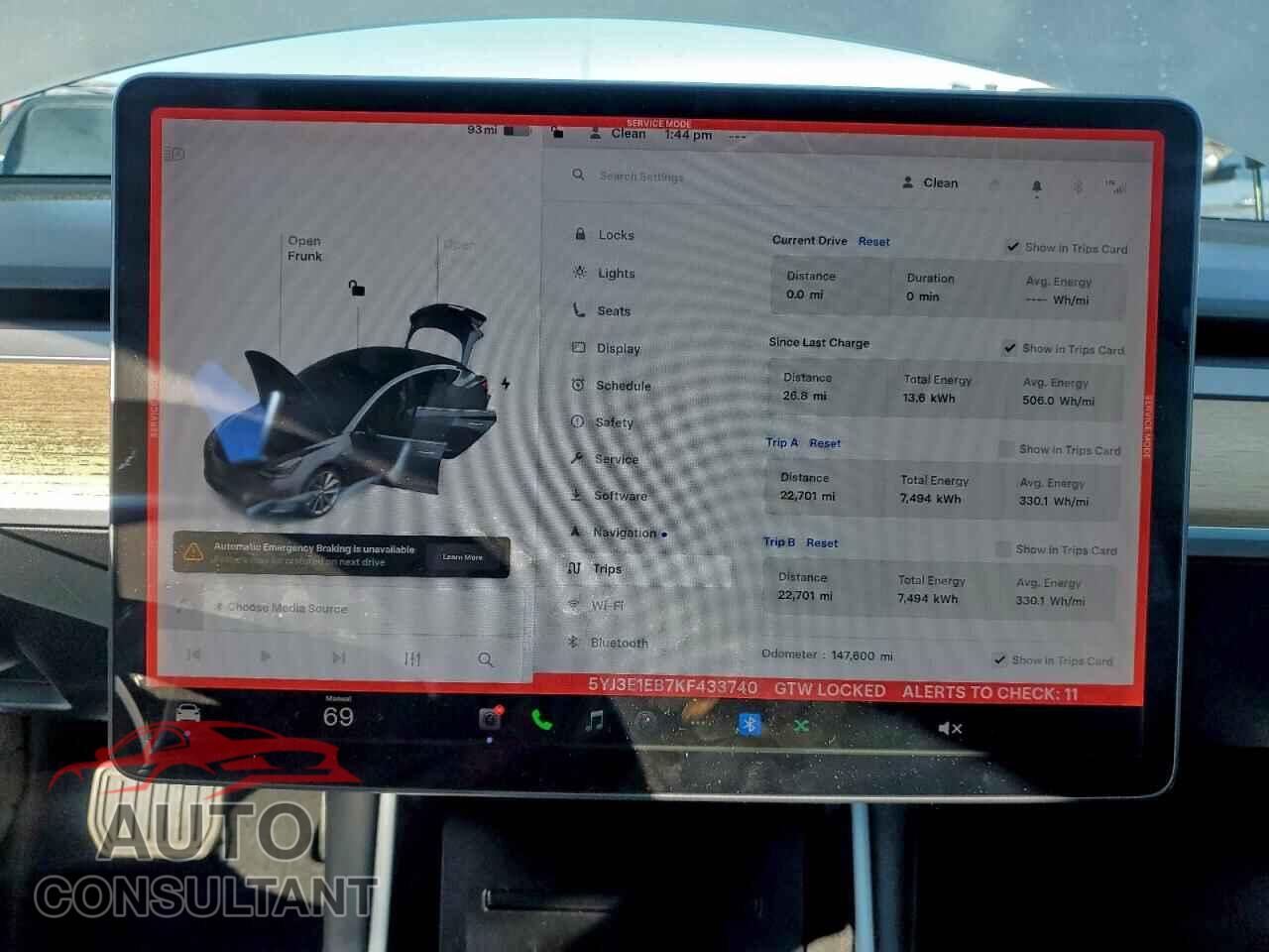 TESLA MODEL 3 2019 - 5YJ3E1EB7KF433740