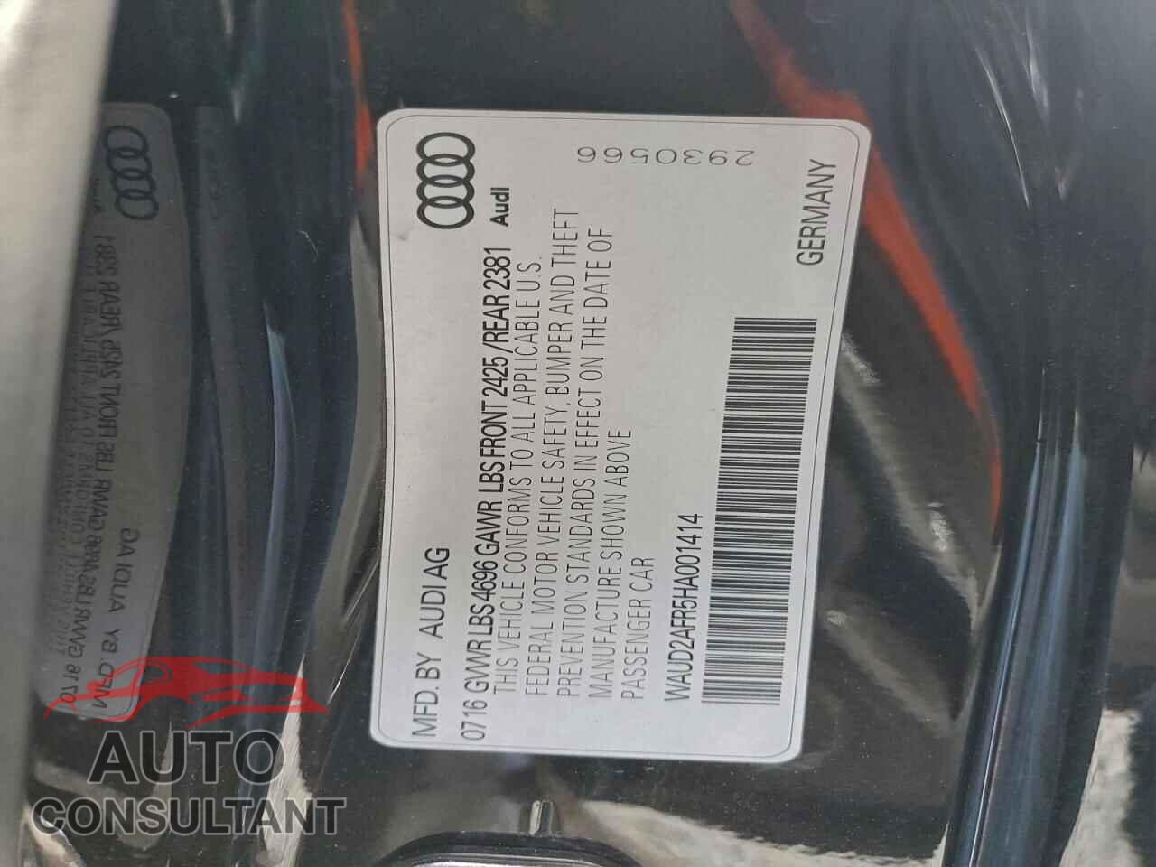 AUDI A5 2017 - WAUD2AFR5HA001414