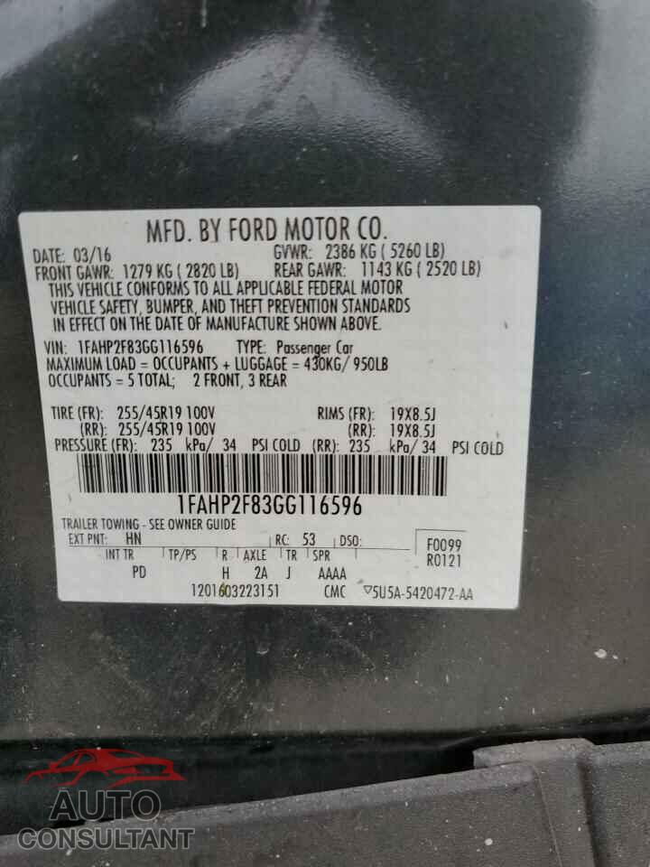 FORD TAURUS 2016 - 1FAHP2F83GG116596