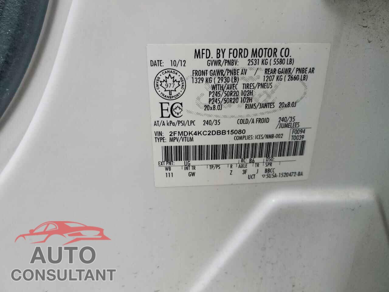 FORD EDGE 2013 - 2FMDK4KC2DBB15080