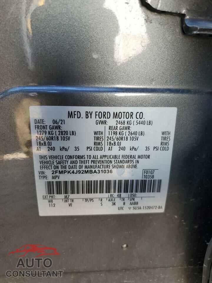 FORD EDGE 2021 - 2FMPK4J92MBA31036