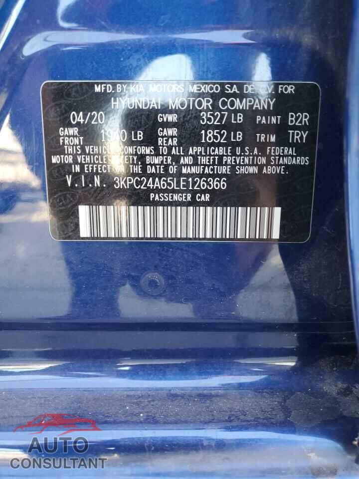 HYUNDAI ACCENT 2020 - 3KPC24A65LE126366
