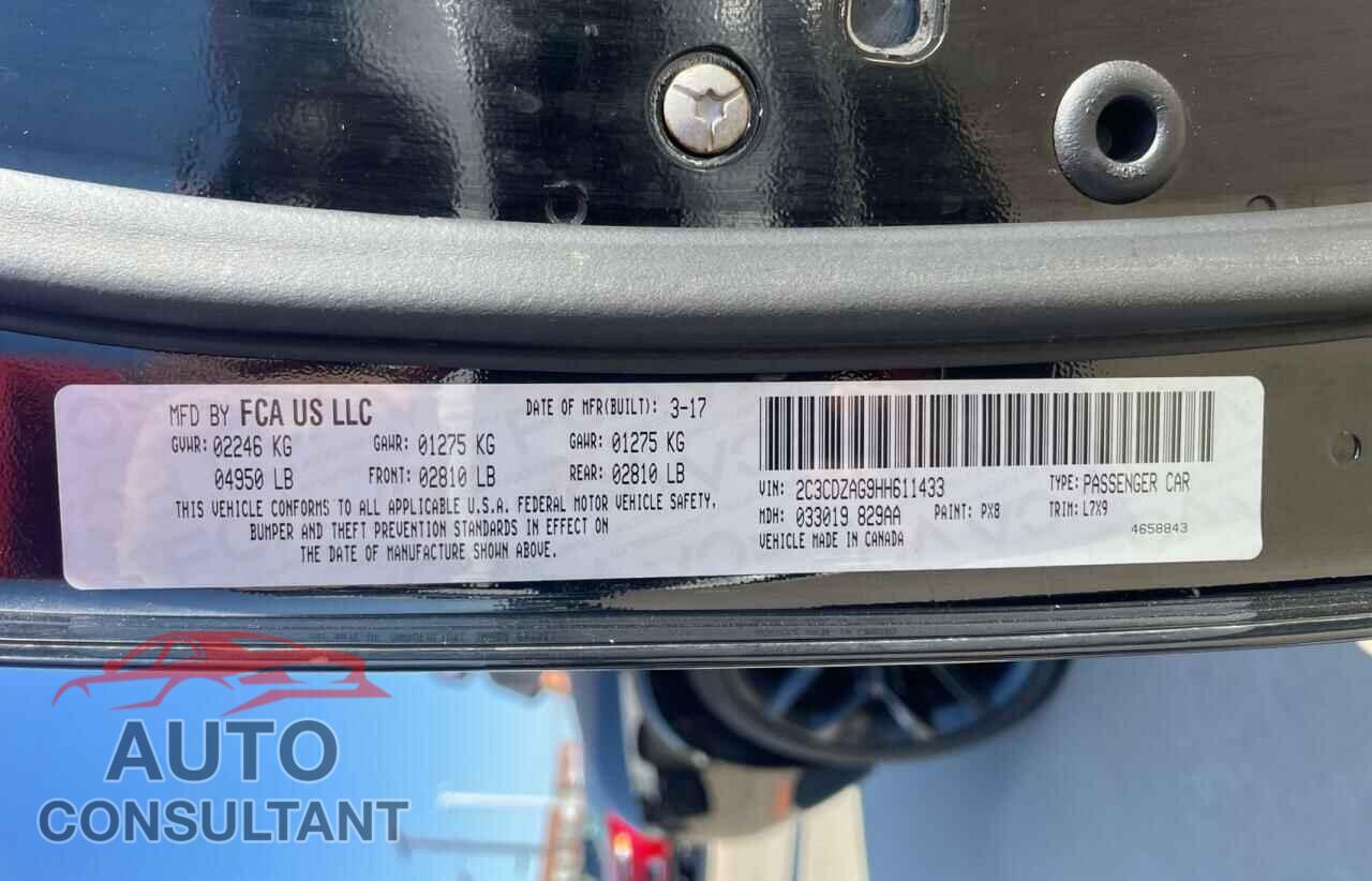 DODGE CHALLENGER 2017 - 2C3CDZAG9HH611433