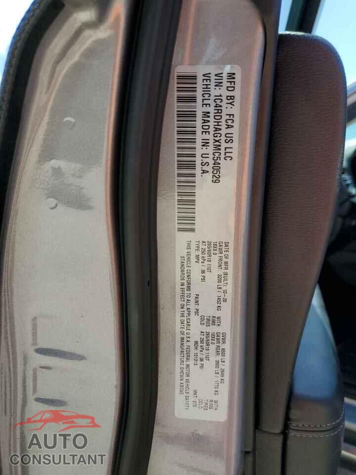 DODGE DURANGO 2021 - 1C4RDHAGXMC540529