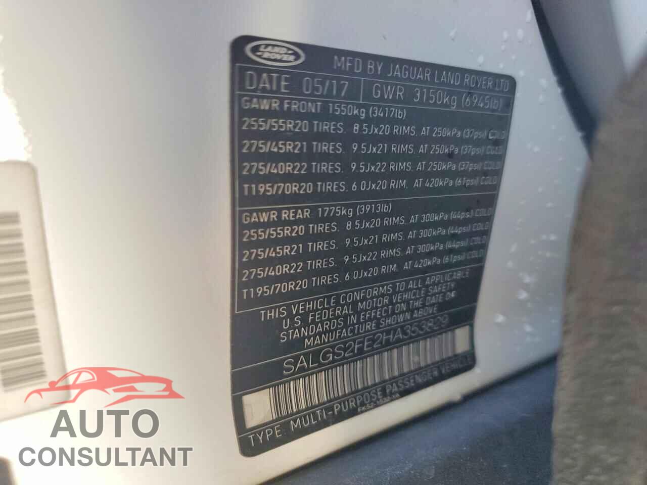LAND ROVER RANGEROVER 2017 - SALGS2FE2HA353829