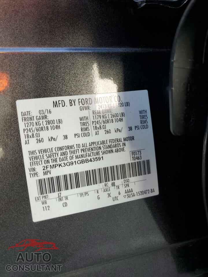 FORD EDGE 2016 - 2FMPK3G91GBB43591