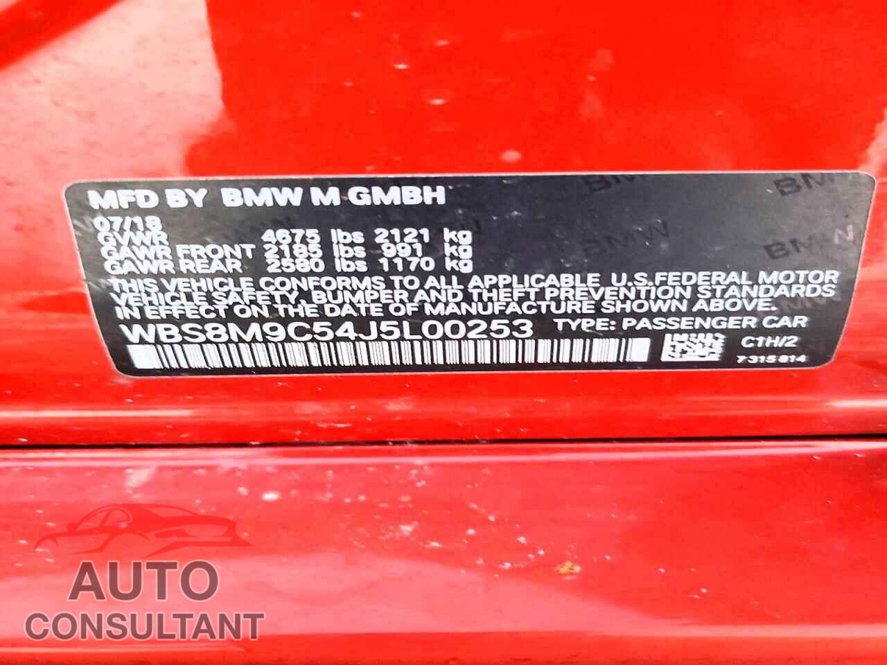 BMW M3 2018 - WBS8M9C54J5L00253