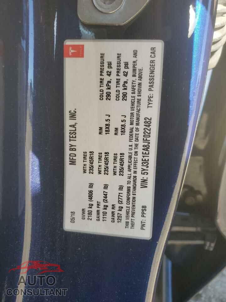 TESLA MODEL 3 2018 - 5YJ3E1EA8JF022482