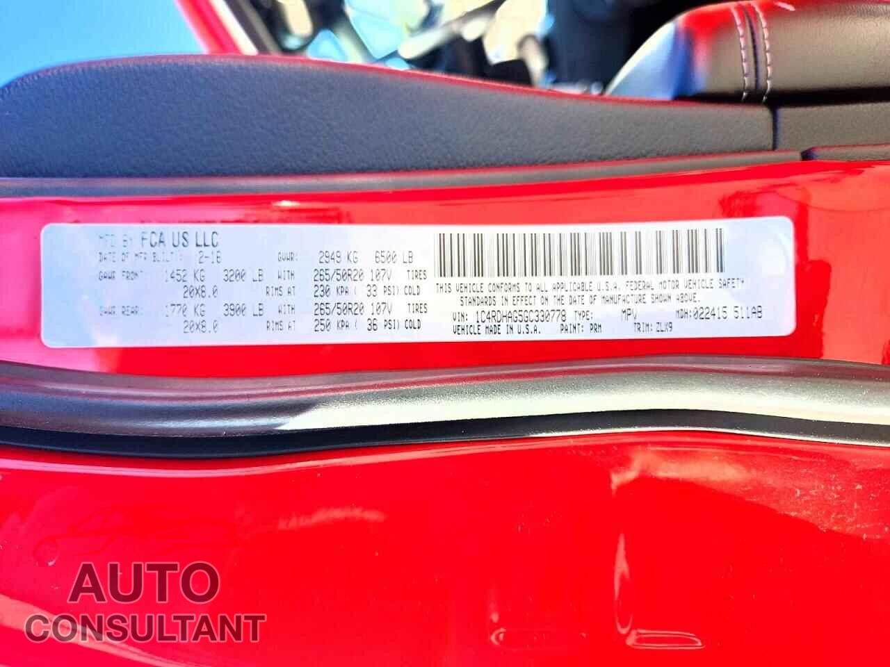 DODGE DURANGO 2016 - 1C4RDHAG5GC330778