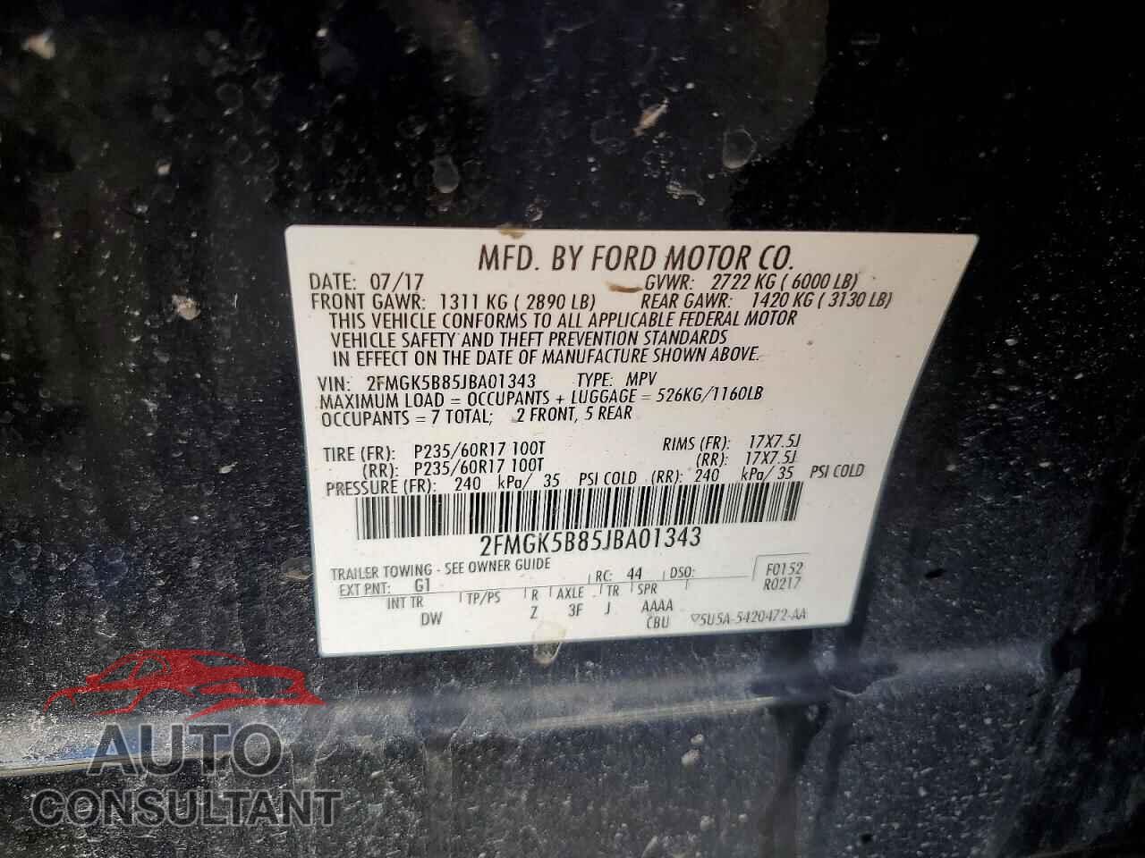 FORD FLEX 2018 - 2FMGK5B85JBA01343