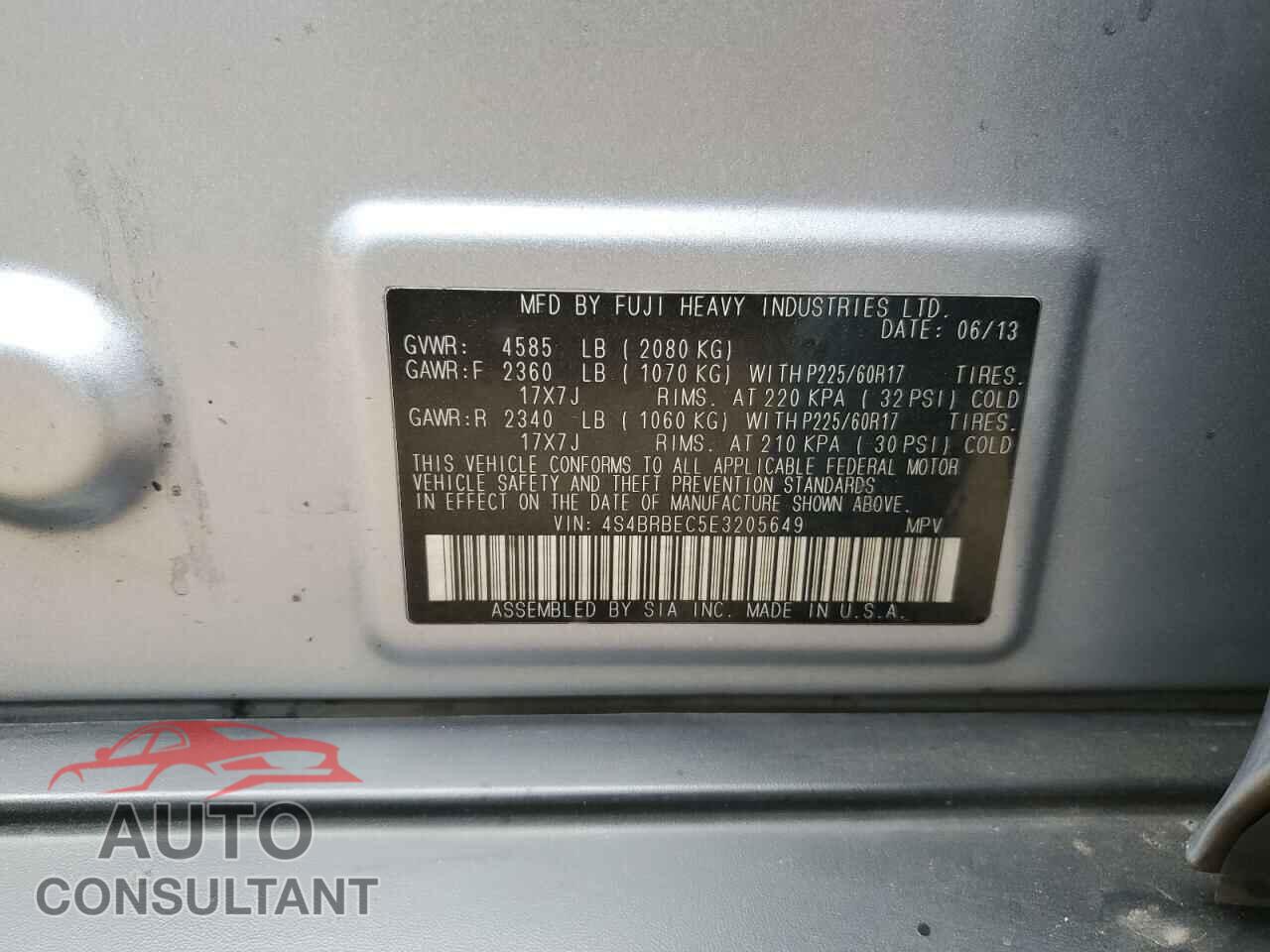 SUBARU OUTBACK 2014 - 4S4BRBEC5E3205649