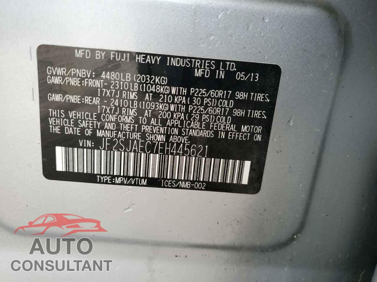 SUBARU FORESTER 2014 - JF2SJAEC7EH445621