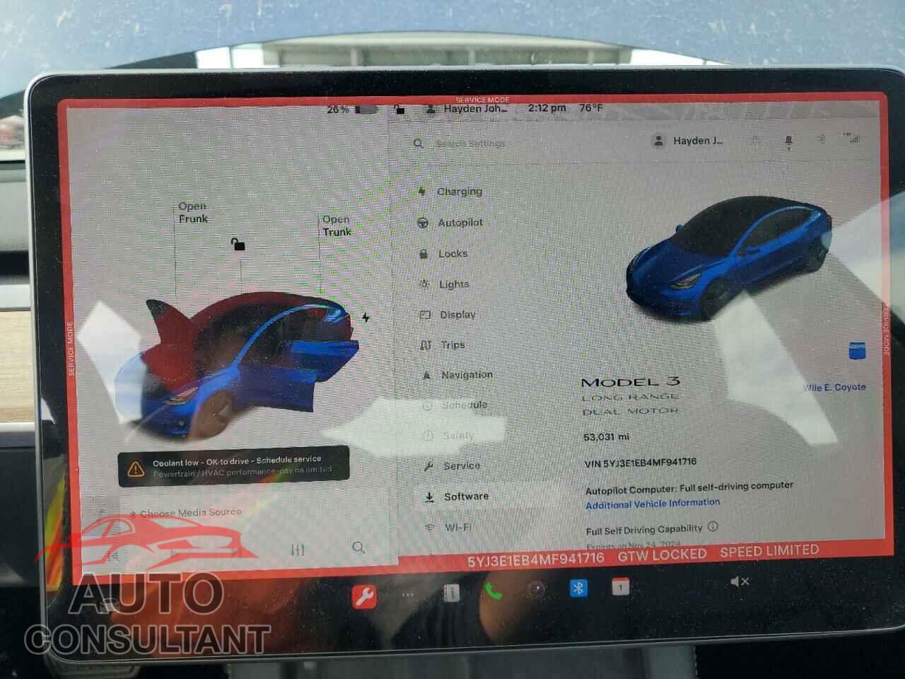 TESLA MODEL 3 2021 - 5YJ3E1EB4MF941716