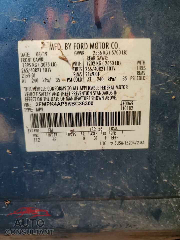 FORD EDGE 2019 - 2FMPK4AP5KBC36300
