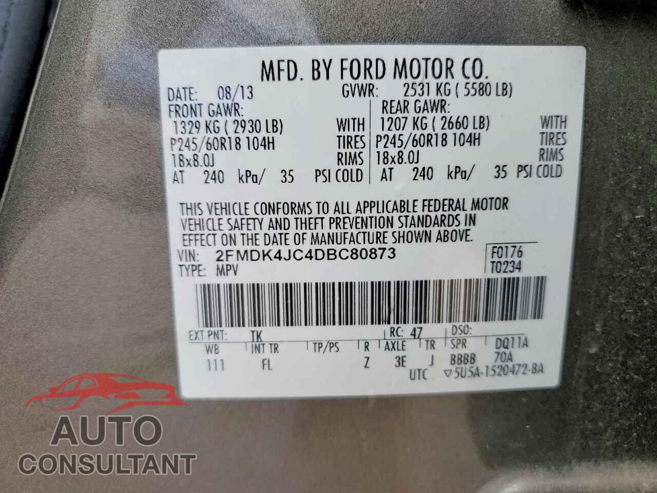 FORD EDGE 2013 - 2FMDK4JC4DBC80873