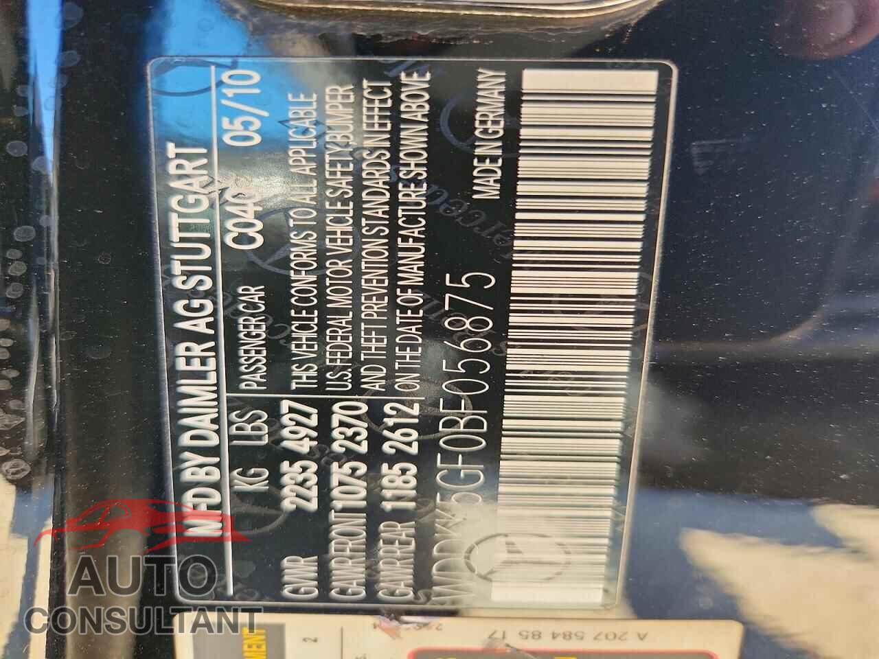 MERCEDES-BENZ E-CLASS 2011 - WDDKK5GF0BF056875