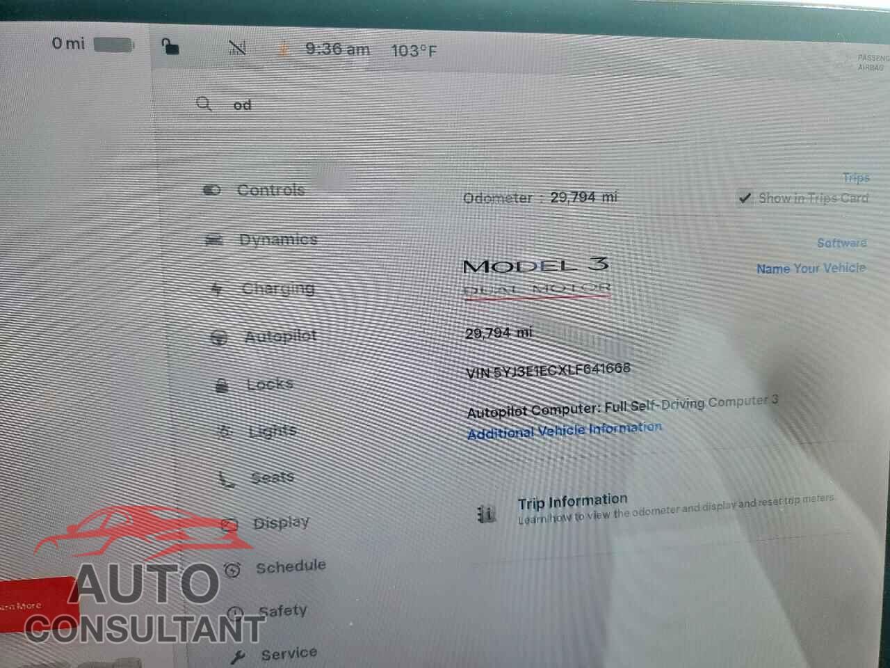 TESLA MODEL 3 2020 - 5YJ3E1ECXLF641668